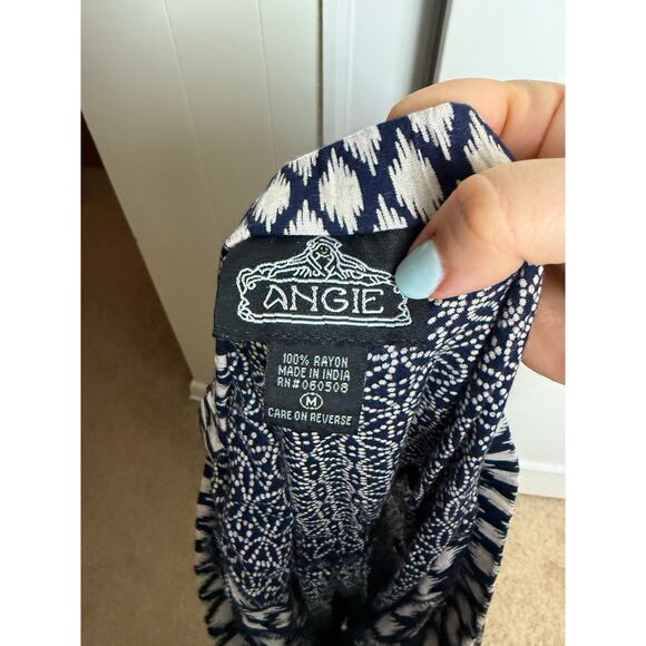 Angie Strapless Romper Women's Medium Blue White Boho Chic Pull On Strechy Knit - Picture 3 of 6